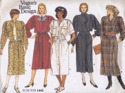 1443 VOGUE LOOSE STRAIGHT BLOUSON CHEMISE DRESS LENGTHS PATTERN 12,14